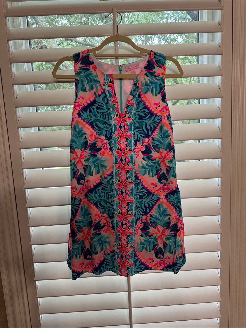 Lilly Pulitzer Sleeveless V-Neck Romper in Teal, Pink & Navy Floral Print